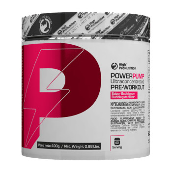 Power Pump Pre Workout Bubblegum High Pro Nutrition 400 g pre entreno con cafeina citrulina beta alanina