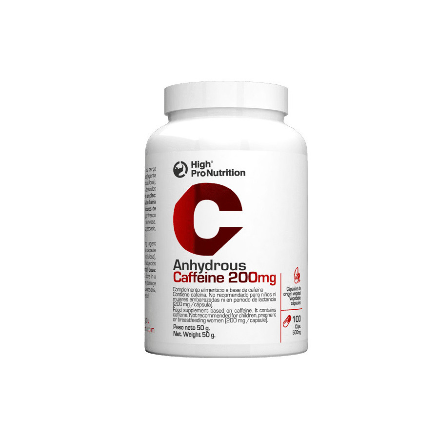 Cafeína Anhidra 200 mg High Pro Nutrition 100 cápsulas suplemento energético