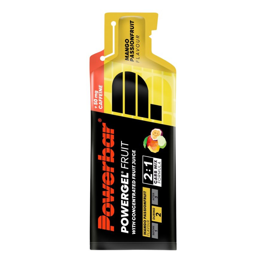 powergel original 41g powerbar mango fruta de la pasion cafeina gel energetico